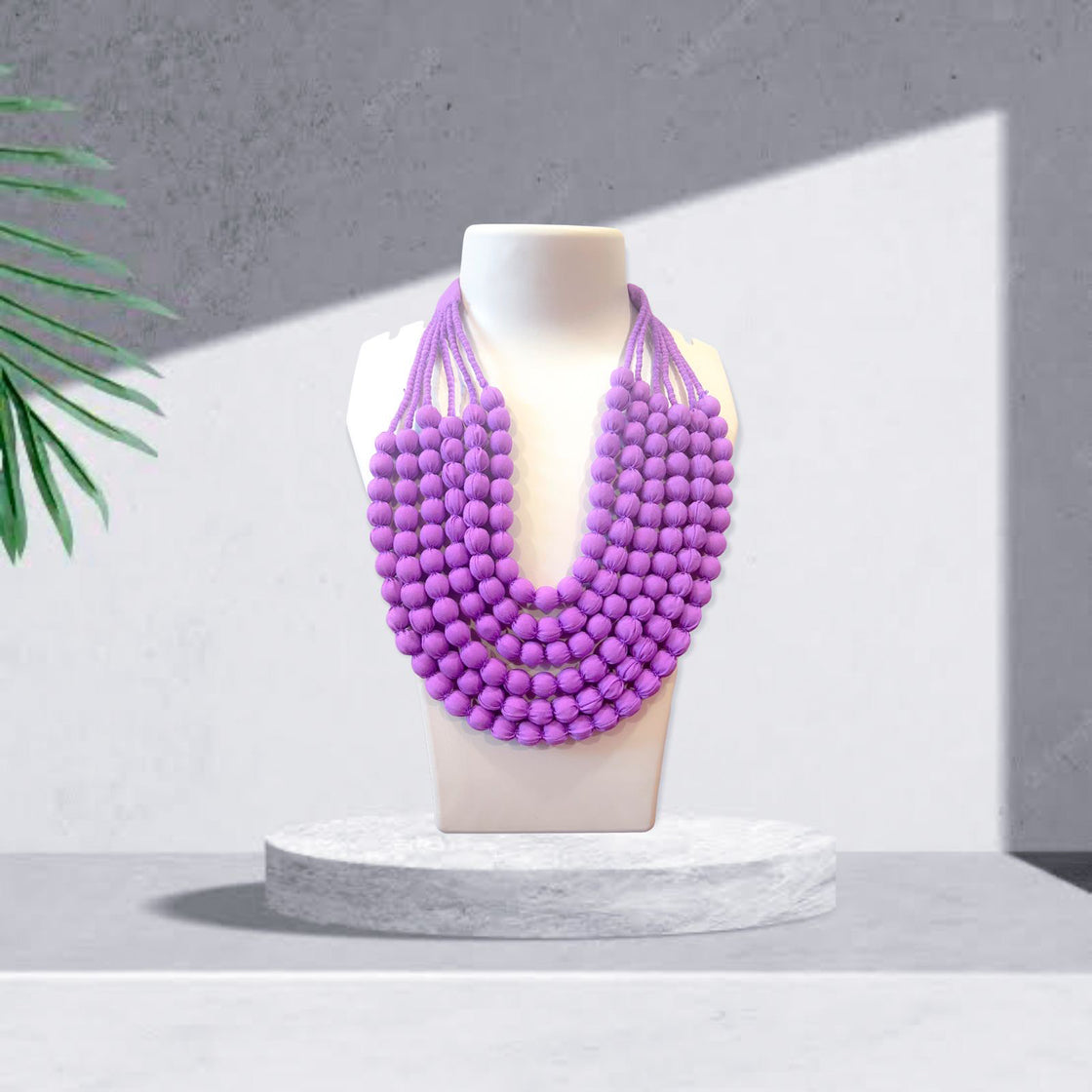 Purple Fabric Beads Necklace